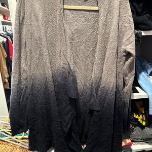 Barefoot Dreams Ombre Open Cardigan in Taupe and Charcoal